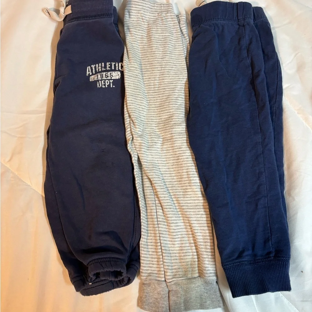 Kids Navy, Gray, and Striped Joggers Trio of 3
